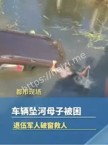 车辆坠河母子被困