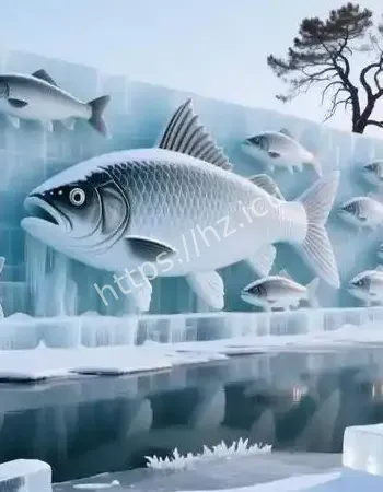 现3米高冰封鱼墙